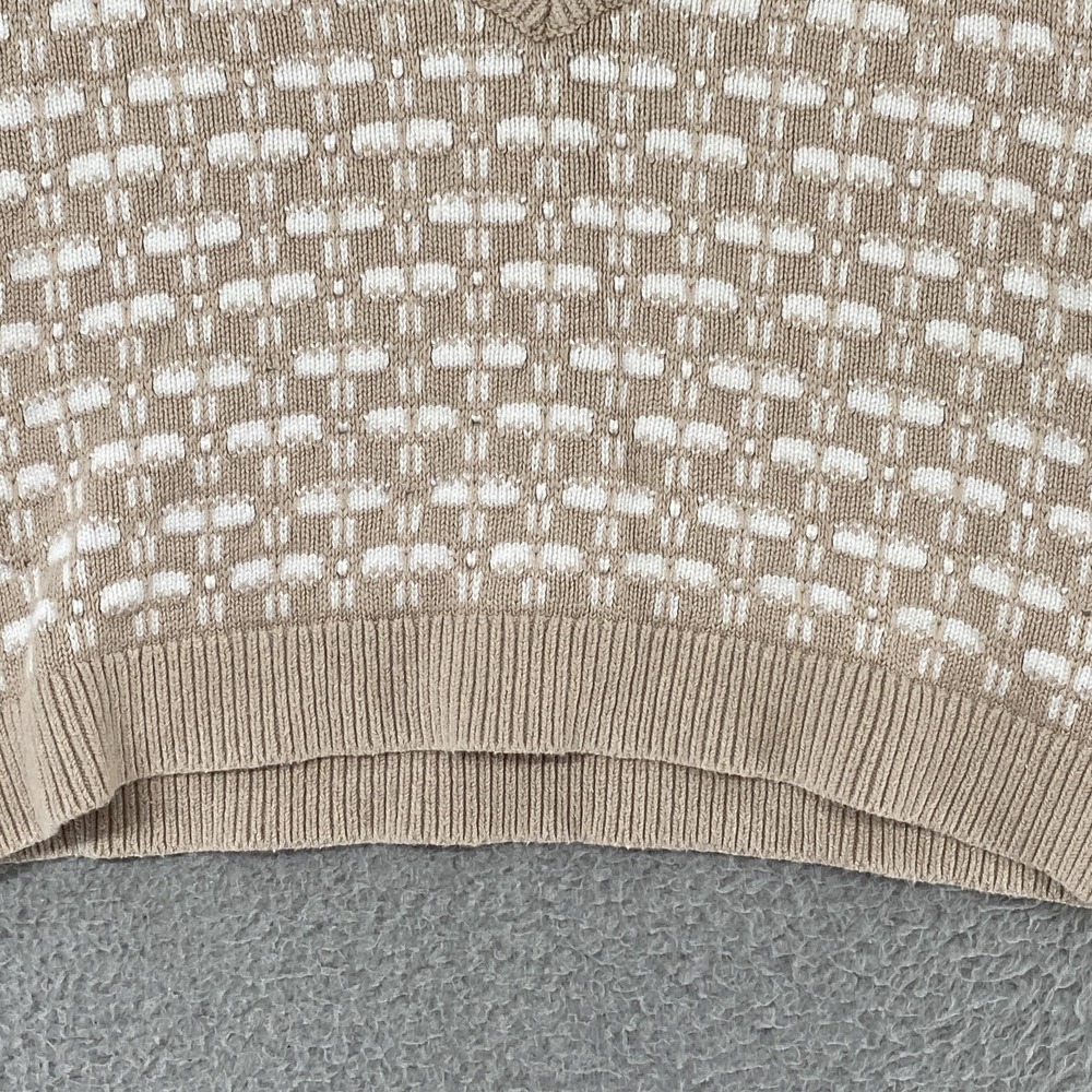 Abercrombie & Fitch Sweater Vest Womens M Beige Cotton V Neck Geometric Knit - Picture 4 of 13
